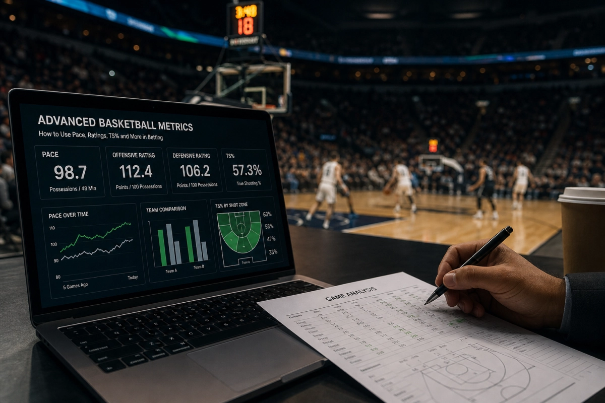Como usar métricas avançadas em apostas em basquete: pace, ratings, TS% e mais
