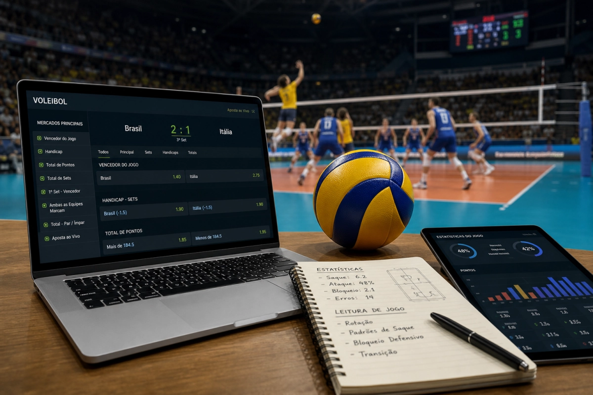 Guia prático de apostas em vôlei: mercados principais, estatísticas e leitura de jogo